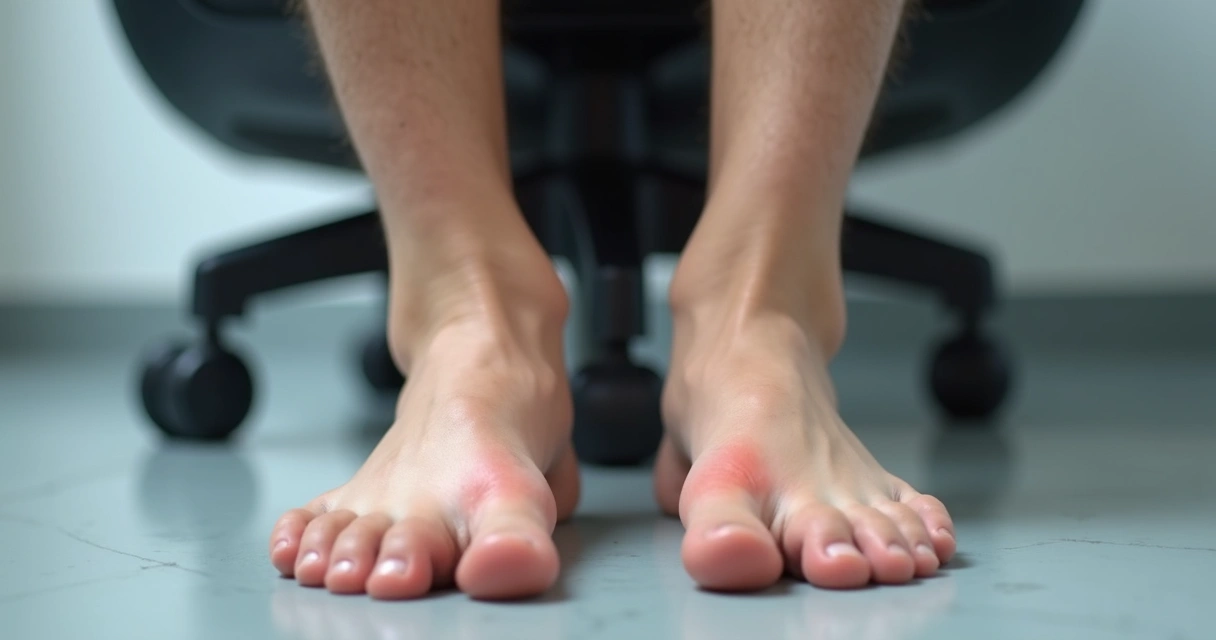 Tornozelo inchado com comparação entre os pés 