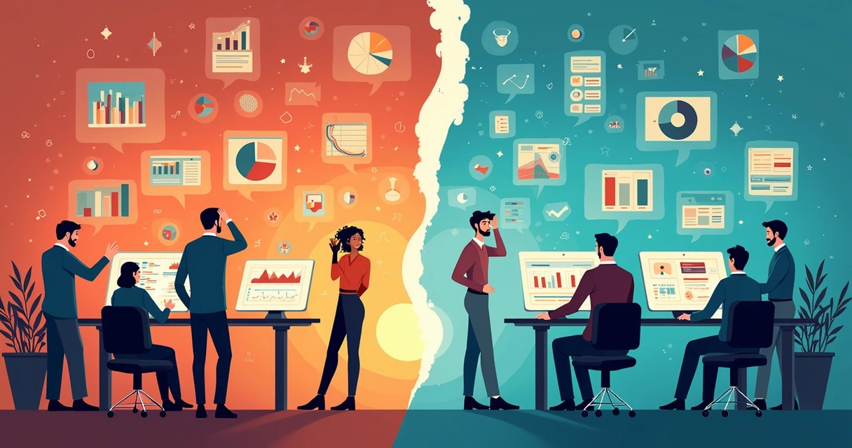 Representação de empresas tentando se comunicar com dados 