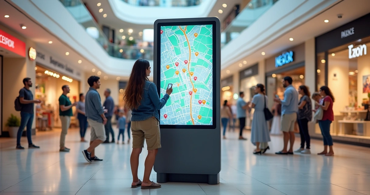 Totem digital de localização em shopping center 