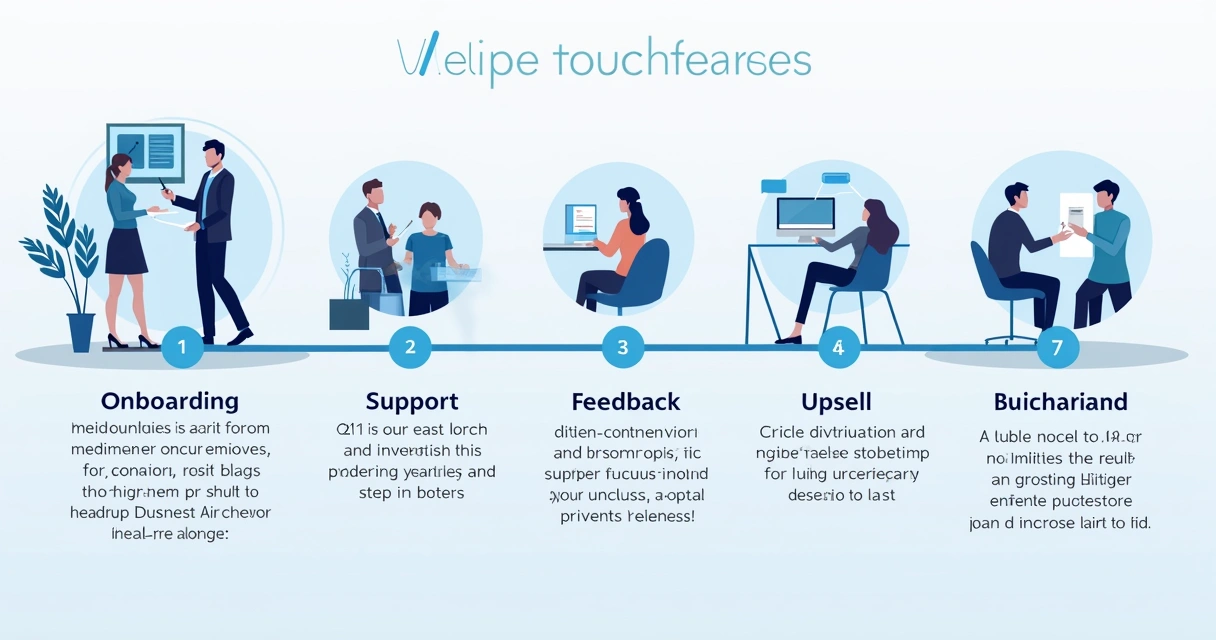 Linha do tempo com touchpoints entre empresa e cliente B2B 