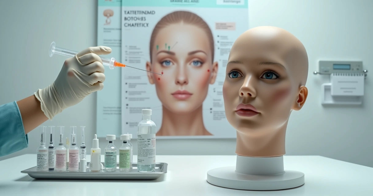Dermatologista explica em manequim facial como aplicar toxina botulínica com segurança 