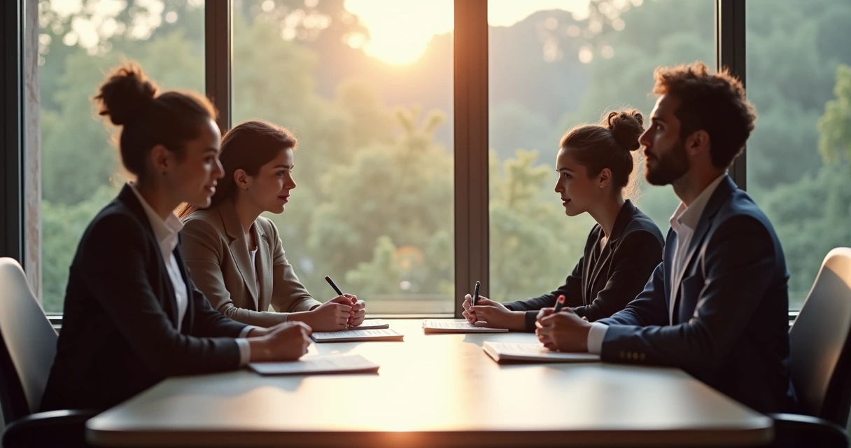 Equipo de trabajo sentado reflexionando junto a una ventana.