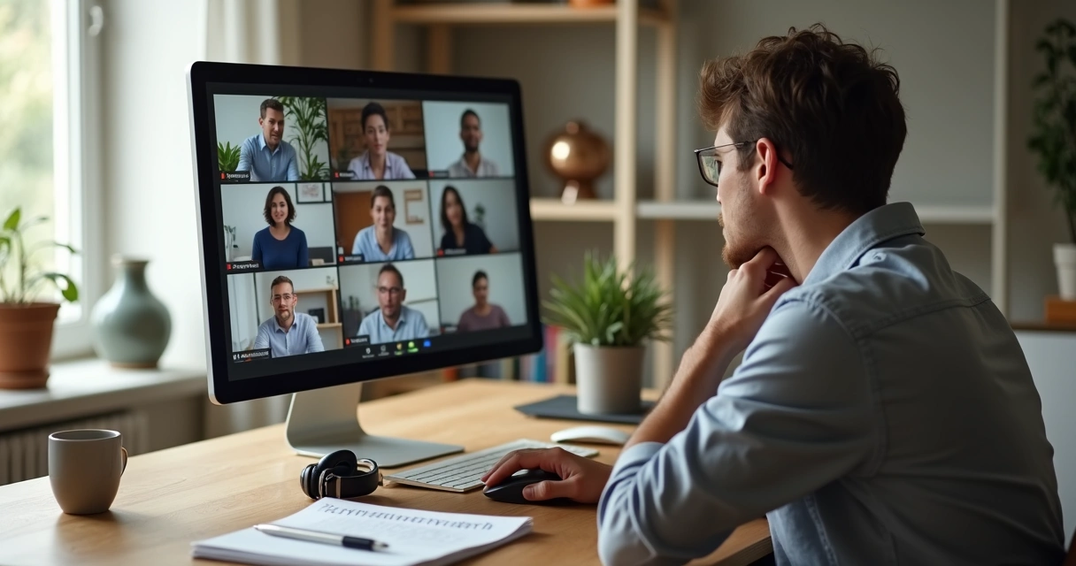 Profesional en videollamada remota reflexionando sobre su rol emocional en el equipo 