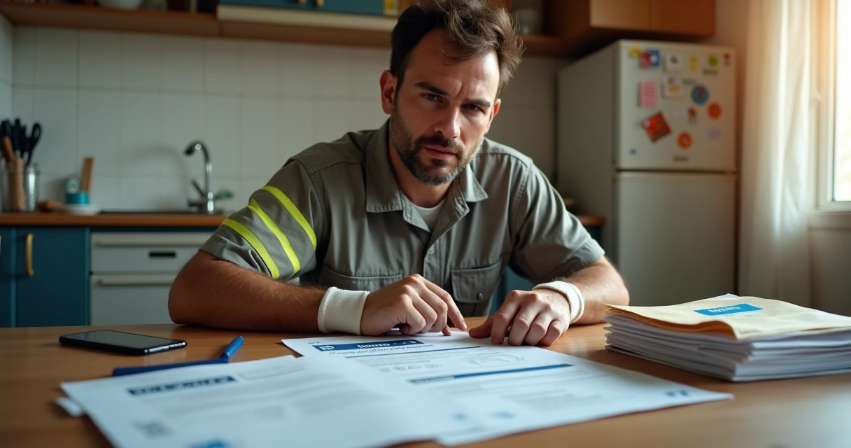 Trabalhador com sequela em auxílio atuando com documentos sobre benefício previdenciário 