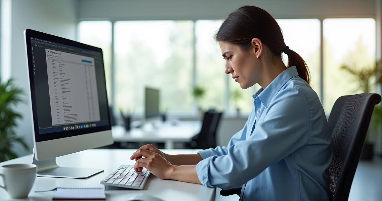 Trabalhador de escritório com dor no punho em frente ao computador 