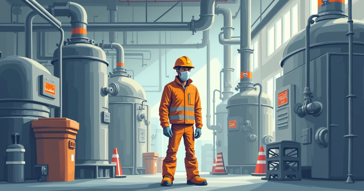 Trabalhador com EPI em ambiente industrial, realizando função de risco