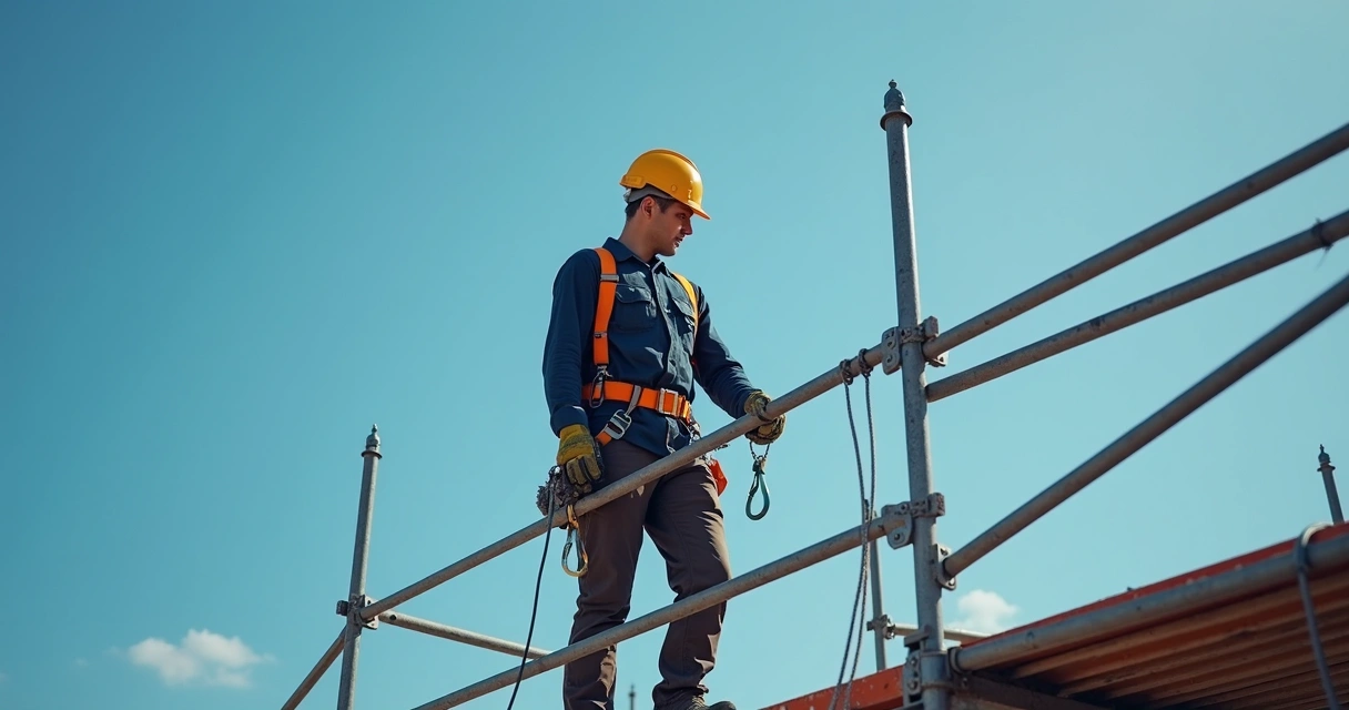 Profissional usando EPI em trabalho em altura 
