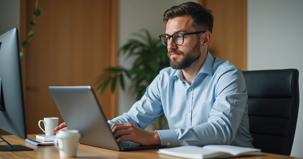 Pessoa participando de reunião online em ambiente doméstico tranquilo 