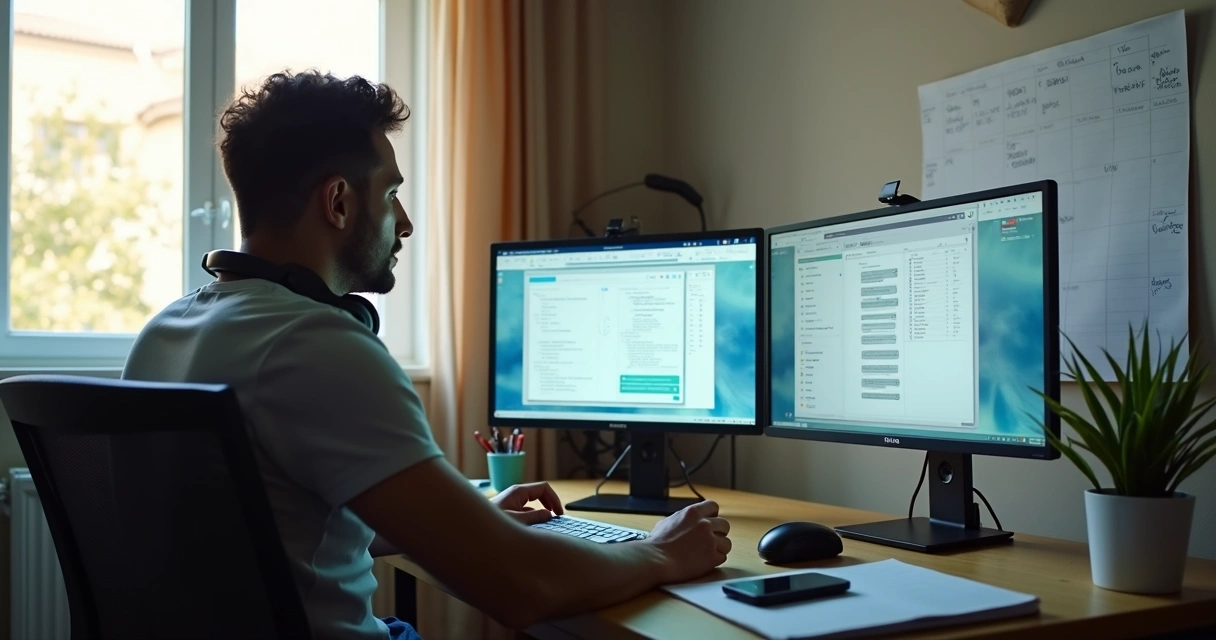 Profissional trabalhando como closer digital em casa 