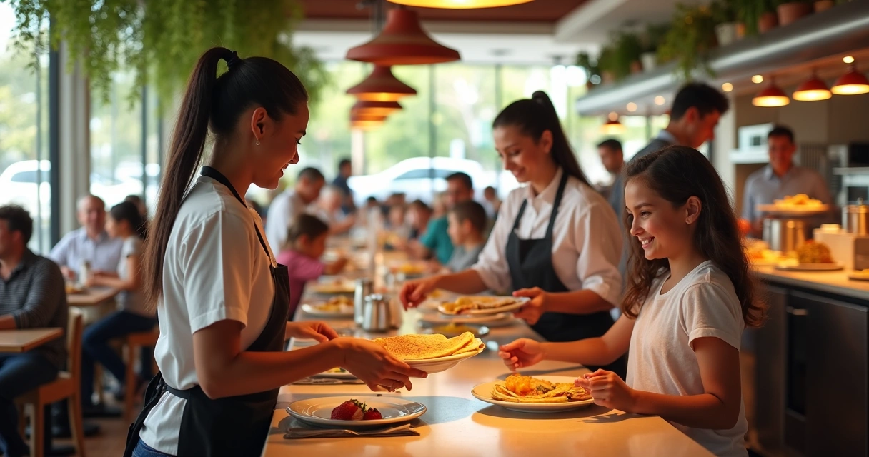 Pessoas trabalhando em restaurantes em Orlando 