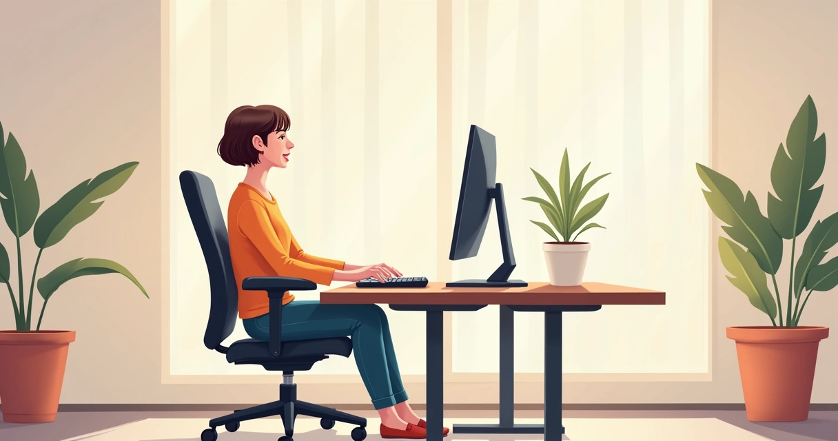 Profissional de contabilidade em cadeira ergonômica trabalhando 