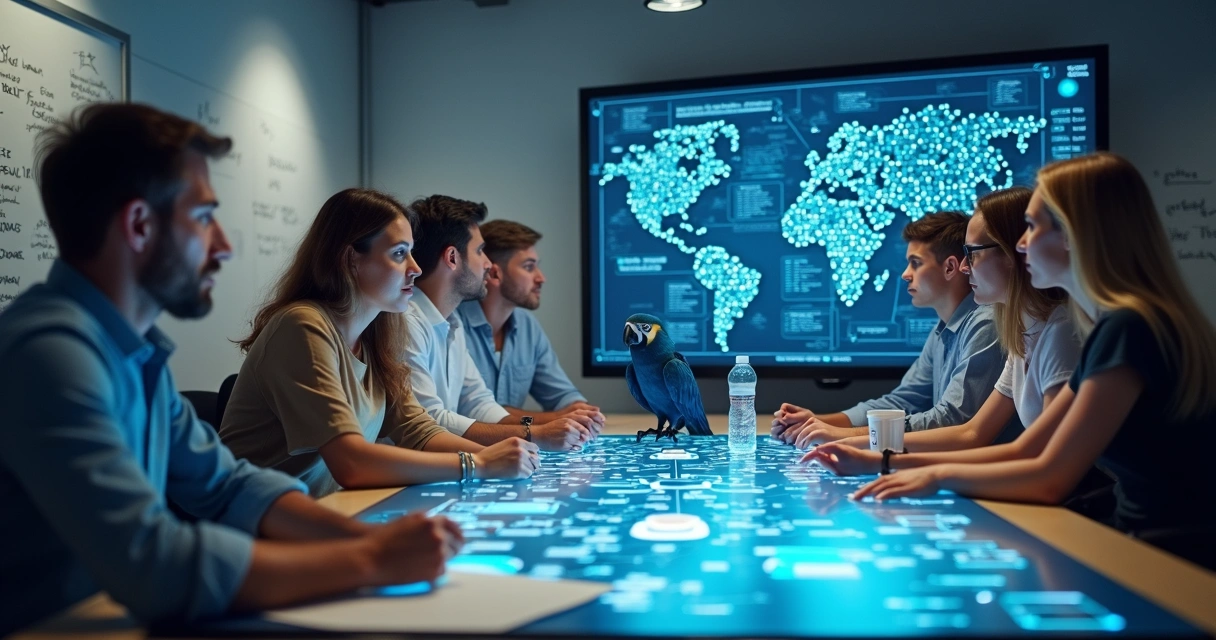 Equipe de empresa planeja integração de IA em soluções digitais