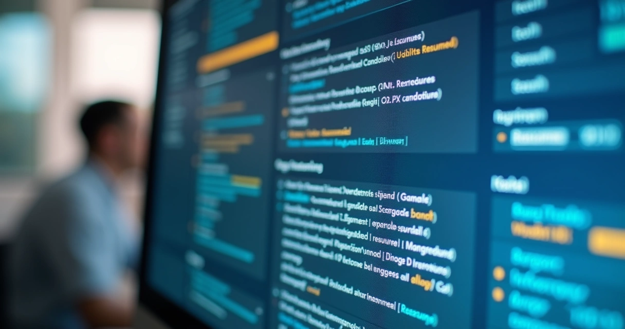 Tela de software de RH exibindo triagem automática de currículos 