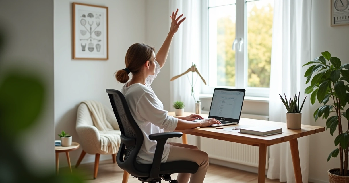 Profissional em trabalho remoto organizando rotina com equilíbrio e bem-estar 