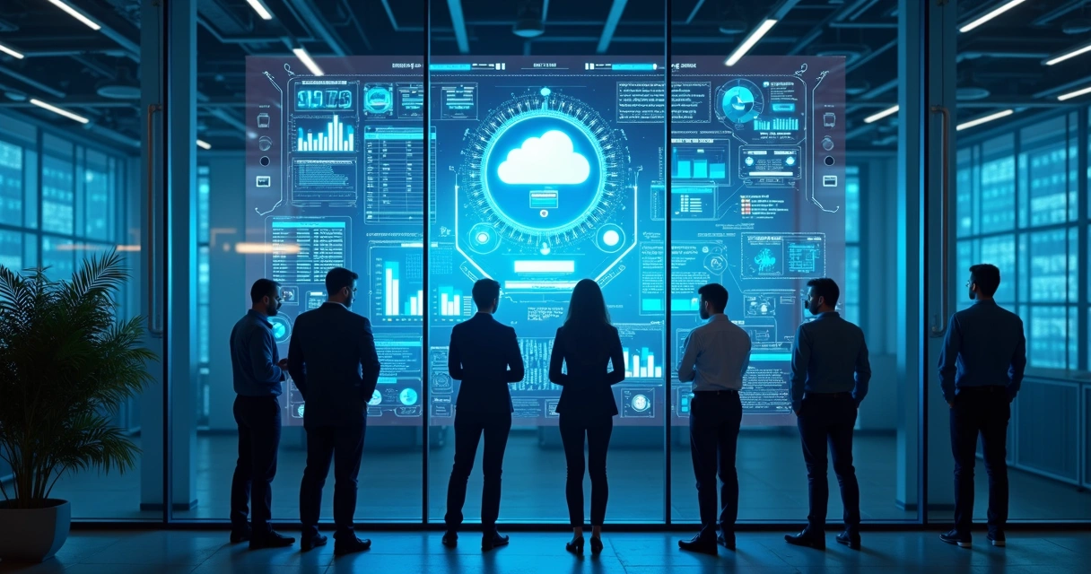 Colaboração de equipe de TI monitorando sistemas online 