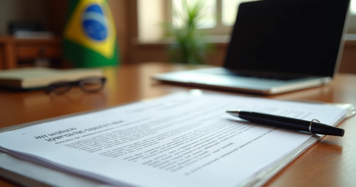 Mesa com papéis e carimbo de tradutor público 