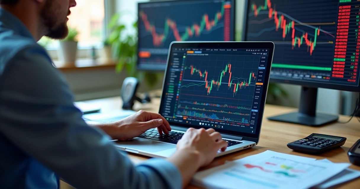 Trader ajustando parâmetros de um robô em interface visual 