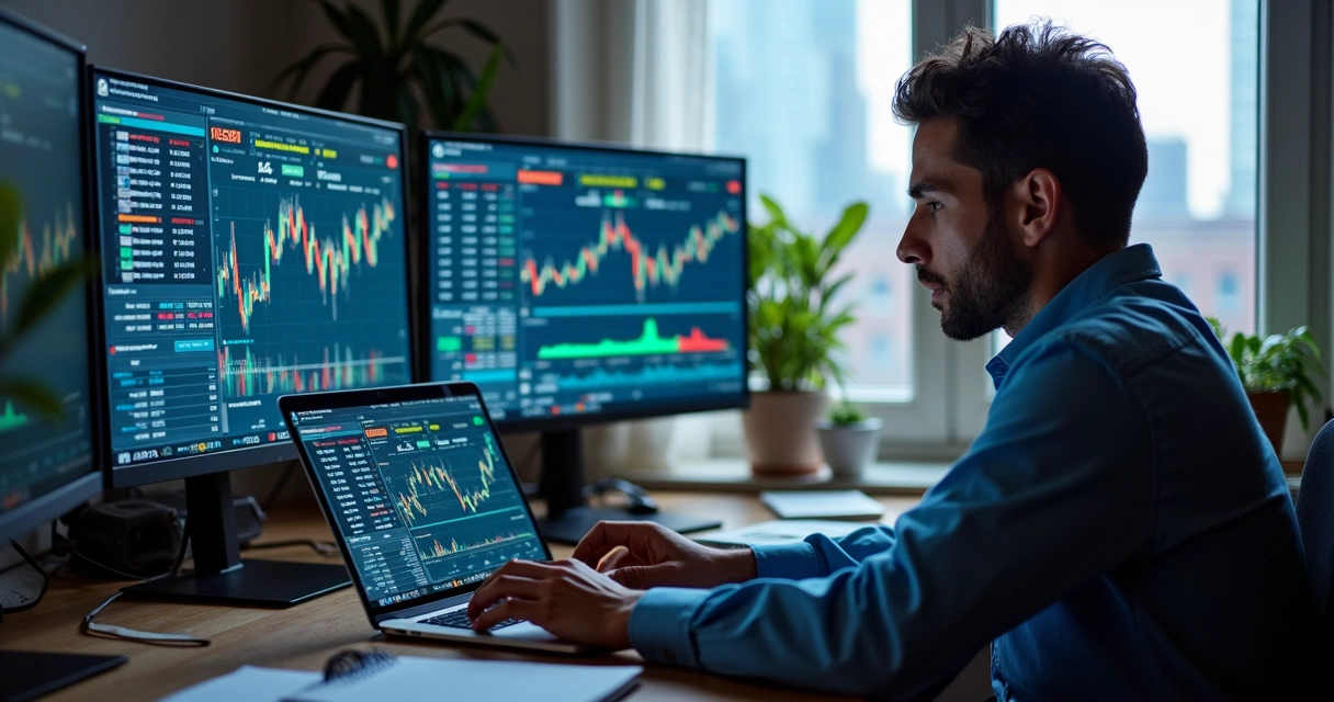 Homem operando ativos em mercados internacionais 