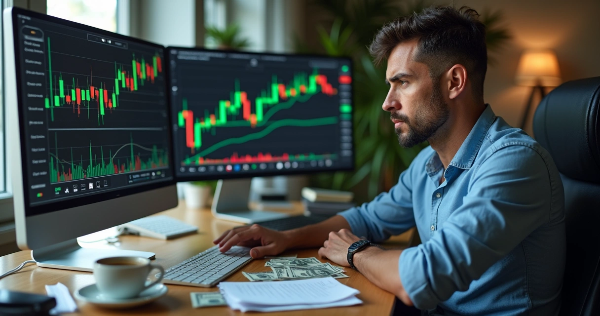 Pessoa analisando gráficos com expressão preocupada