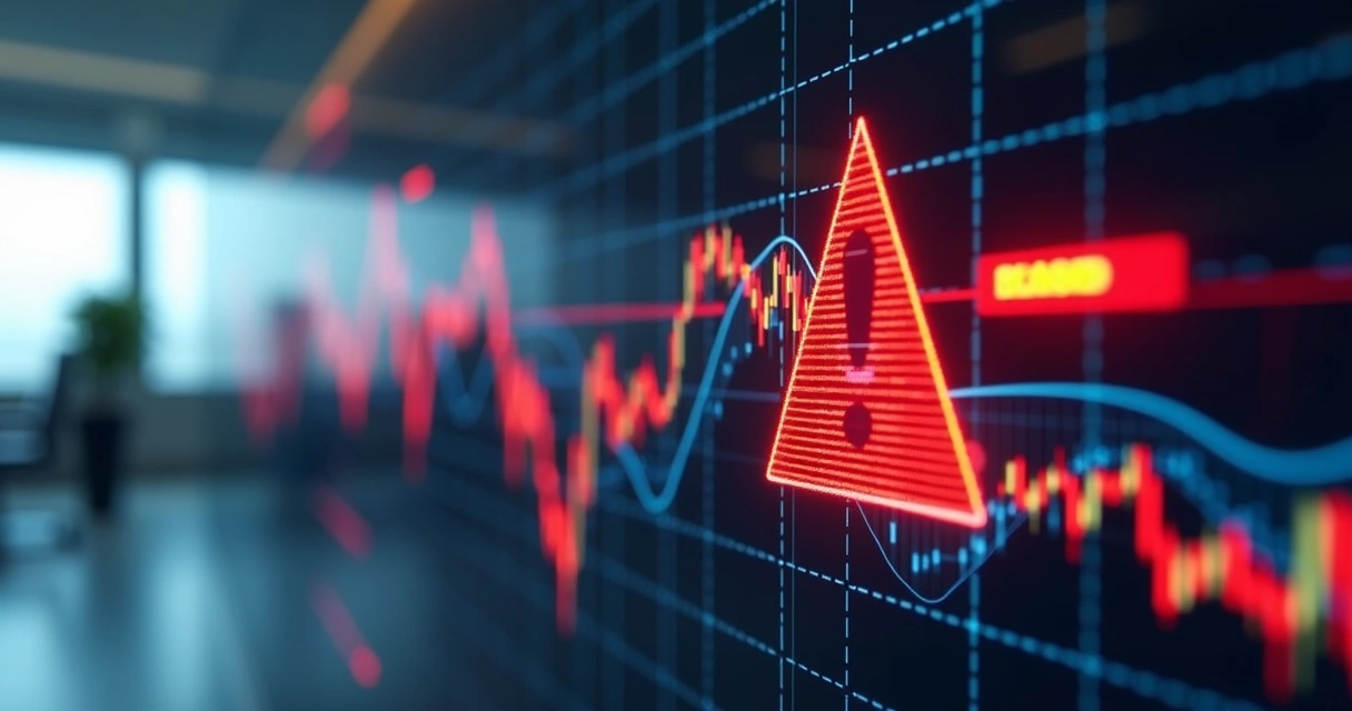 Warning signs on a digital trading chart 