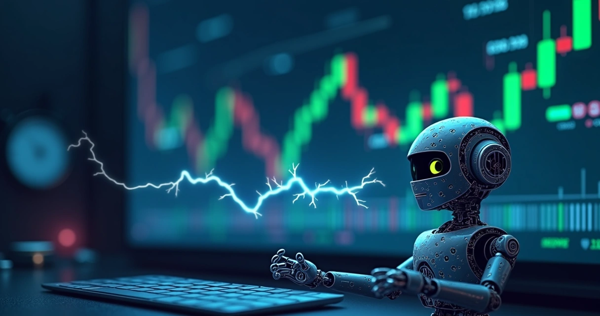 Bot de trading e gráfico com preço oscilando rápido 