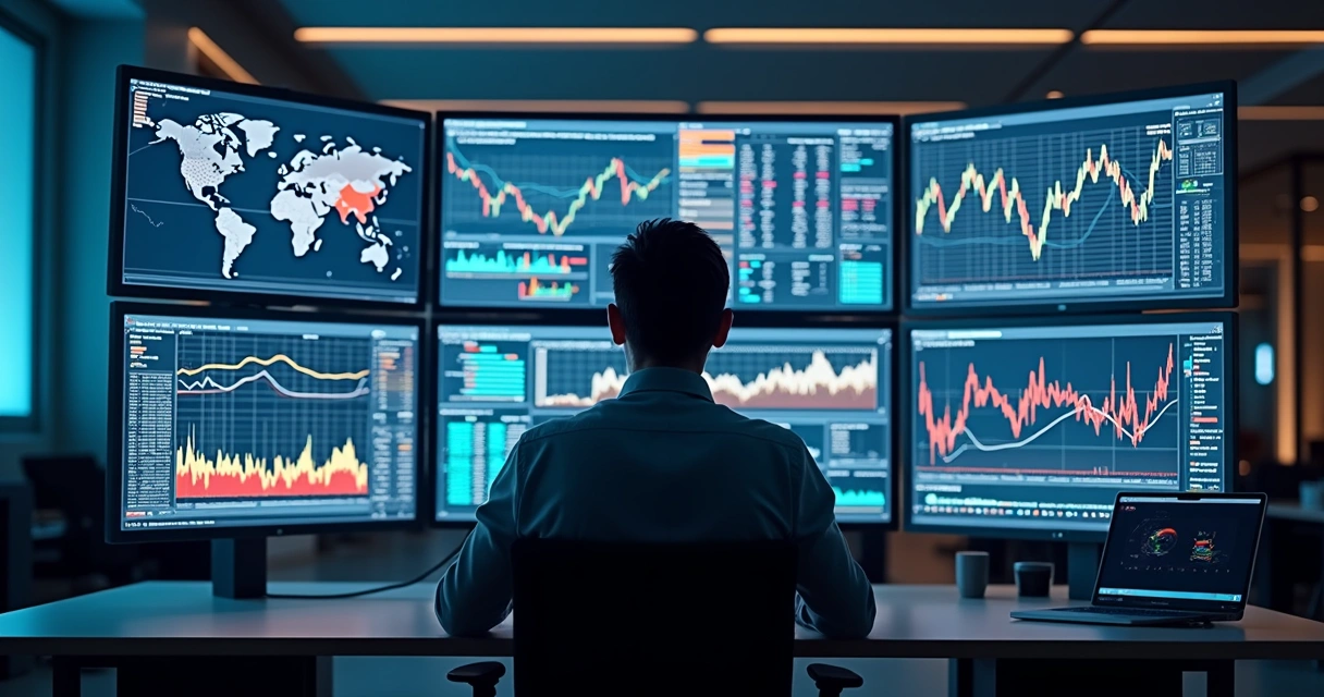 Digital workflow showing different risk scenarios for a trading portfolio 