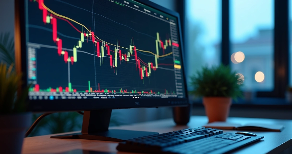 Monitor displaying TradingView charting software 