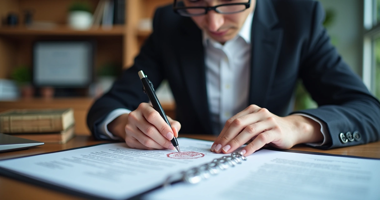 Tradutor juramentado conferindo documentos oficiais de casamento. 