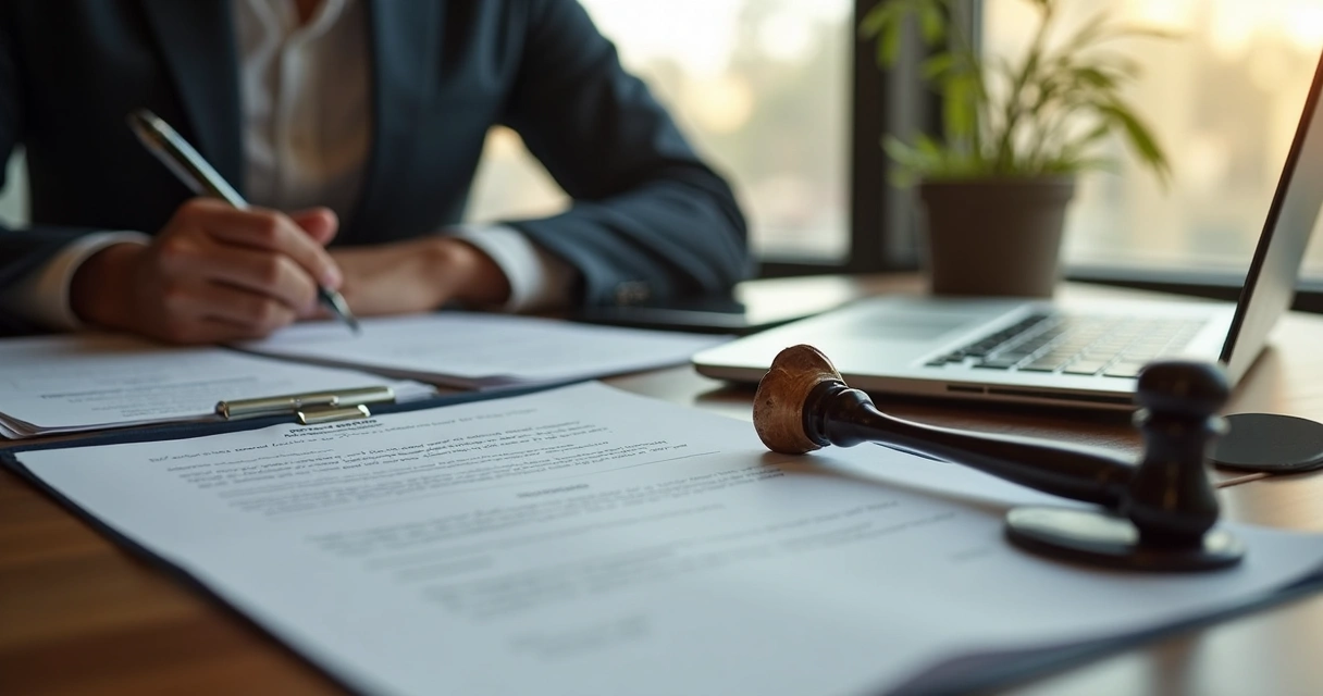 Tradutor público trabalhando em escritório com carimbo e documentos 