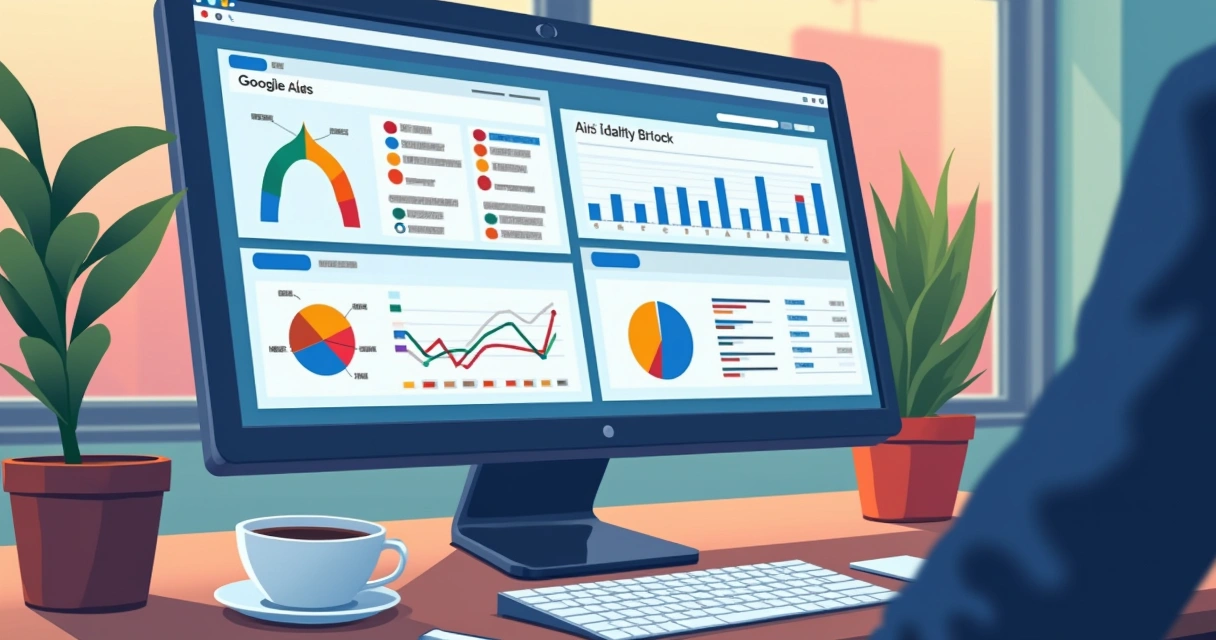 Tela de computador exibindo dashboard de campanhas de anúncios online 