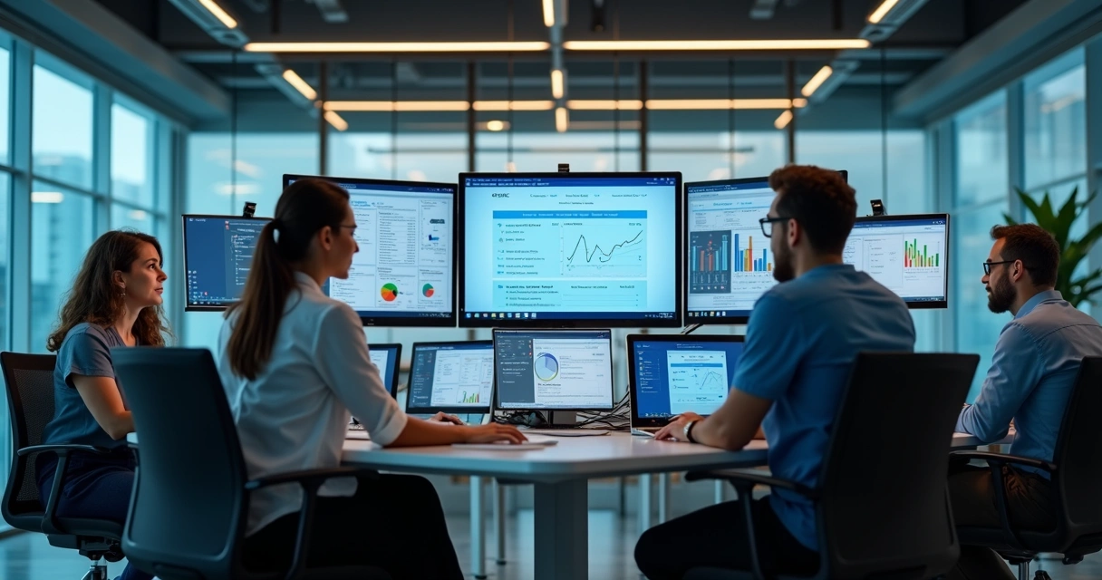 Equipe de marketing monitorando campanhas digitais para clínica médica 