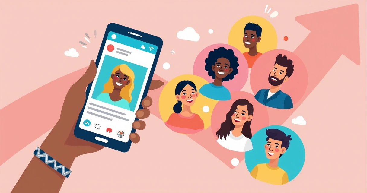 Mão segurando celular com anúncio do Instagram crescendo seguidores reais 