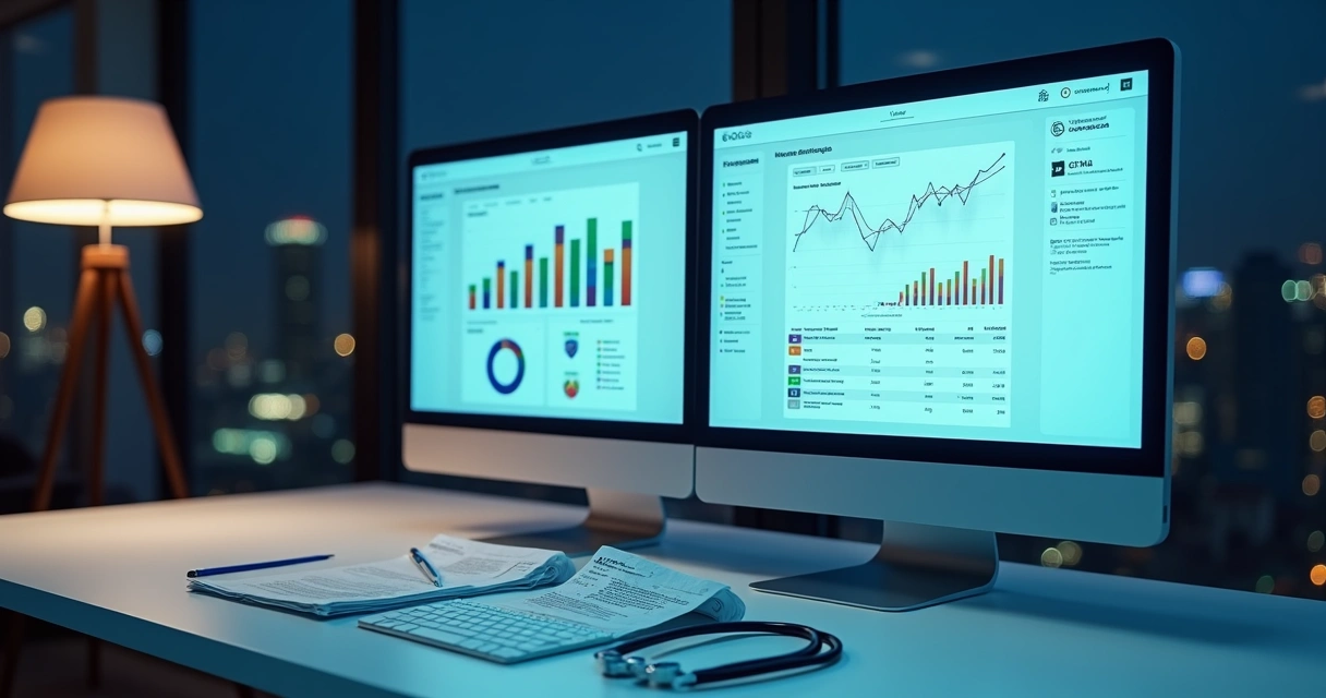 Tela de computador exibindo campanhas médicas em Google Ads e Meta com foco em conformidade 