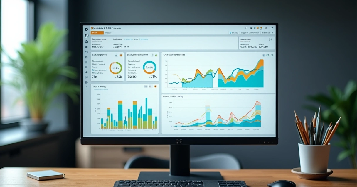 Dashboard de tráfego de usuários em site com gráficos coloridos 