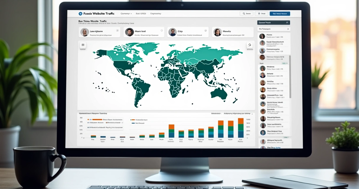Dashboard com dados de tráfego do site e leads 