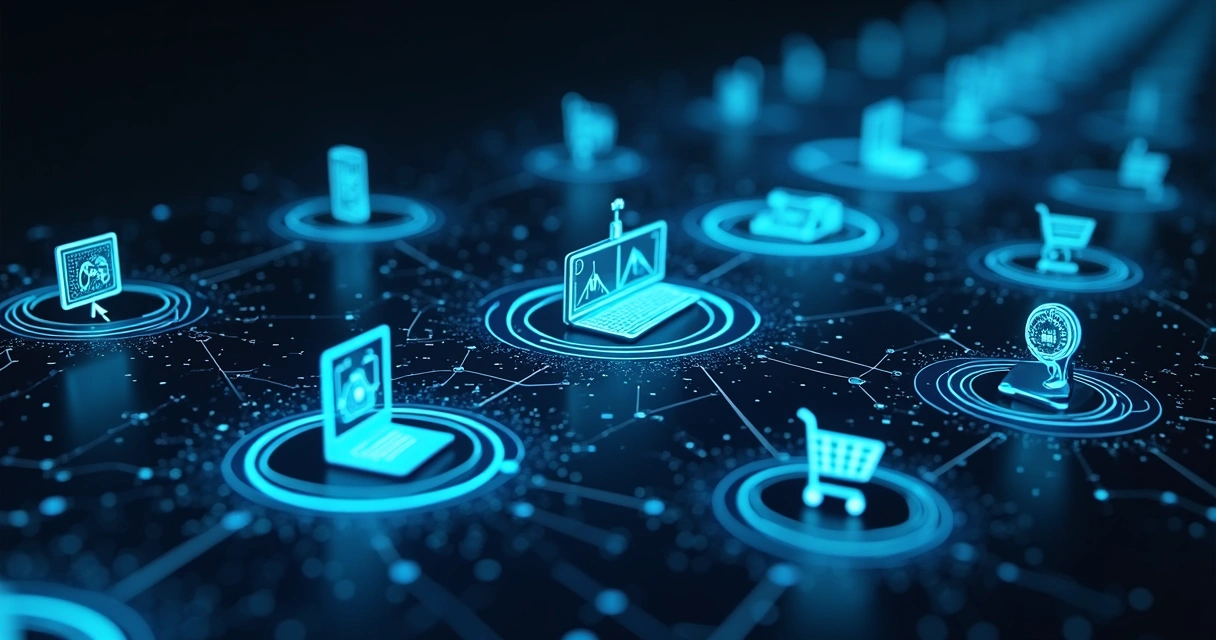 Fluxo ilustrado da jornada digital do consumidor 