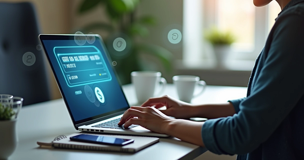 Pessoa usando notebook para efetuar pagamento digital