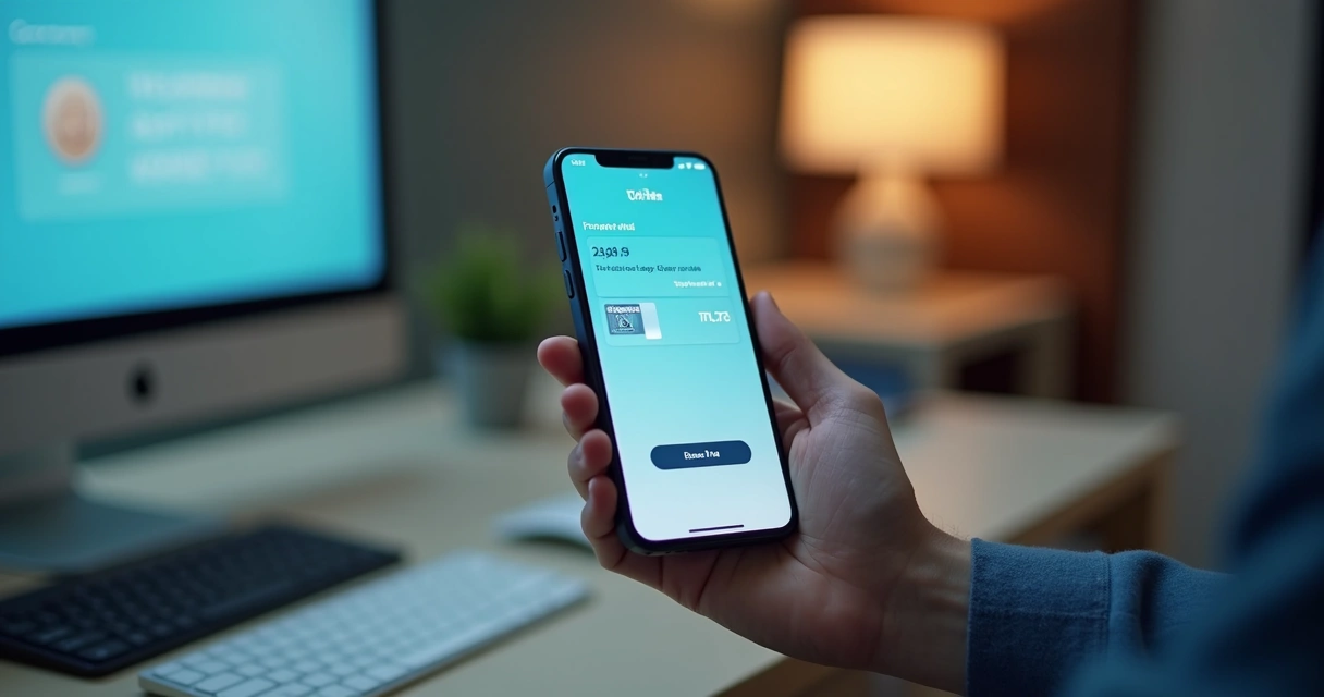 Celular na mão com aplicativo mostrando transferência Pix com cartão de crédito