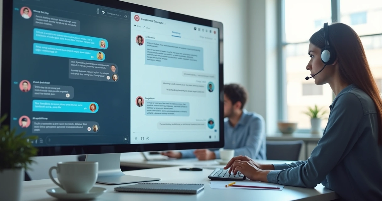 Painel de suporte com transição entre chatbot e atendente humano 