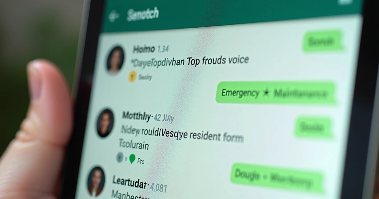 Tela com transcrição de mensagens de voz de condomínio 