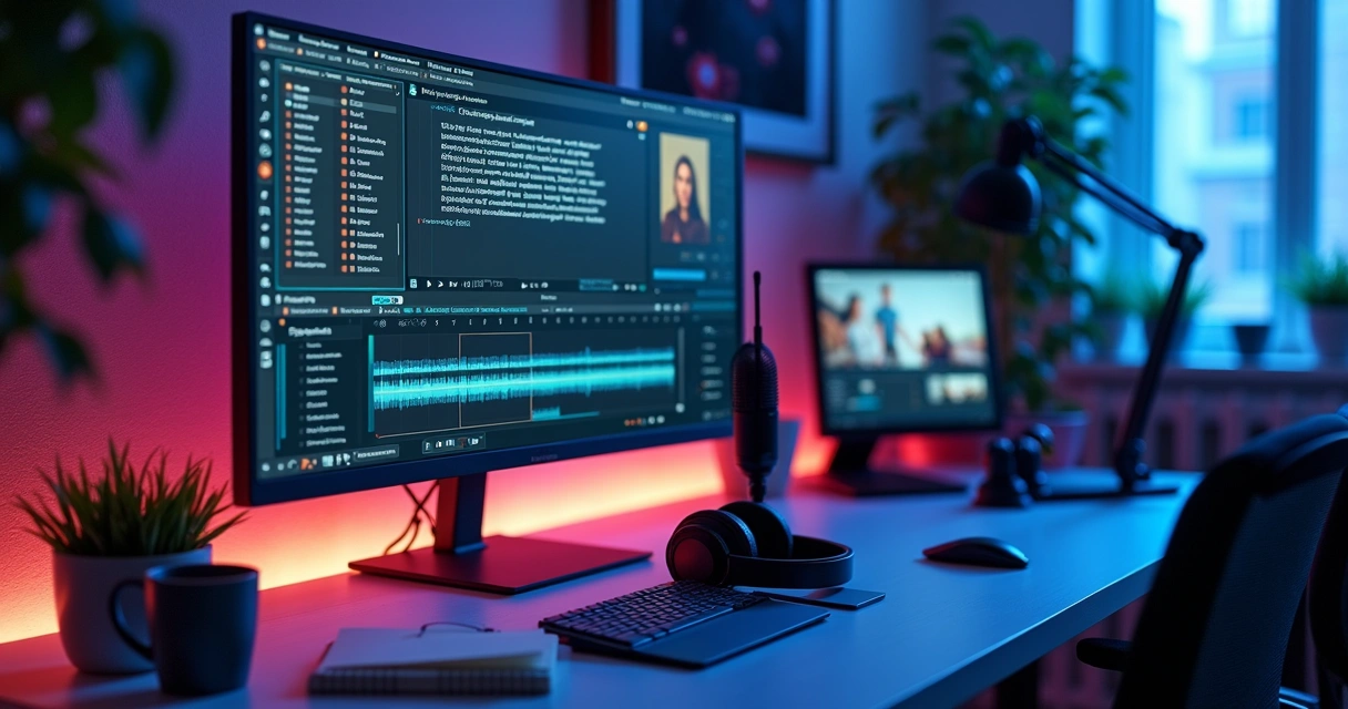 Screen with automatic podcast transcription and excerpt markings