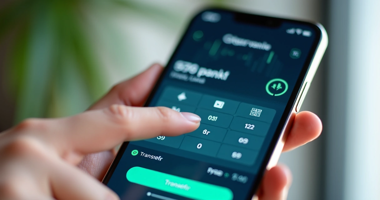 Celular realizando transferência automática bancária 