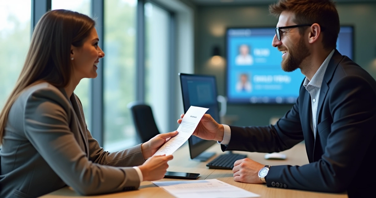 Transferencia bancaria en oficina moderna 