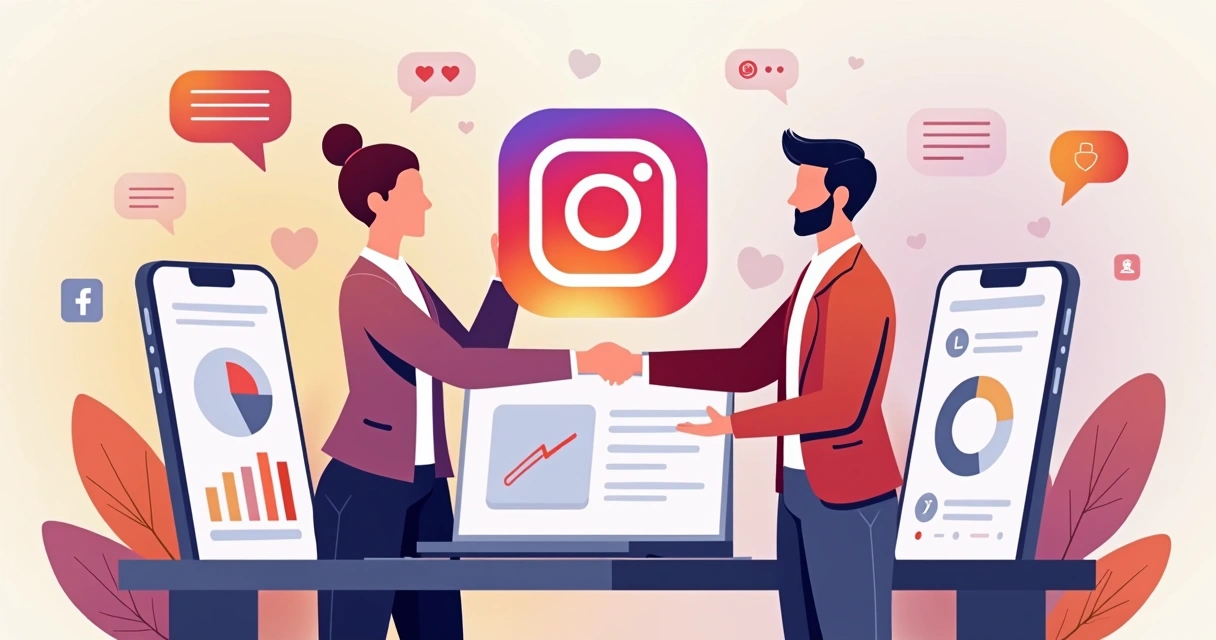 Pessoa transferindo titularidade de conta Instagram para outra em ambiente digital 