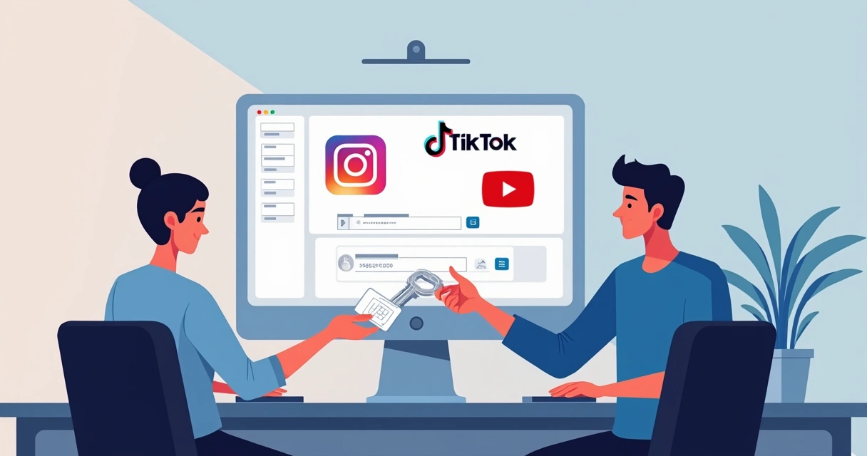 Pessoa transferindo acesso de uma conta de rede social no computador