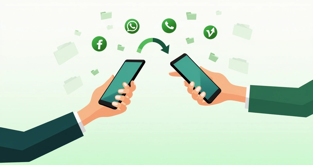 Pessoa transferindo dados do WhatsApp no celular 