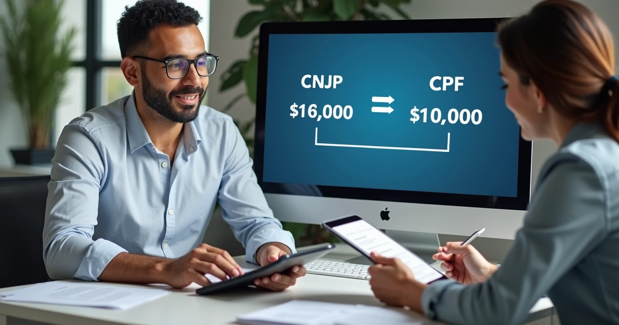 Empresário transferindo dinheiro entre contas com auxílio de contador 