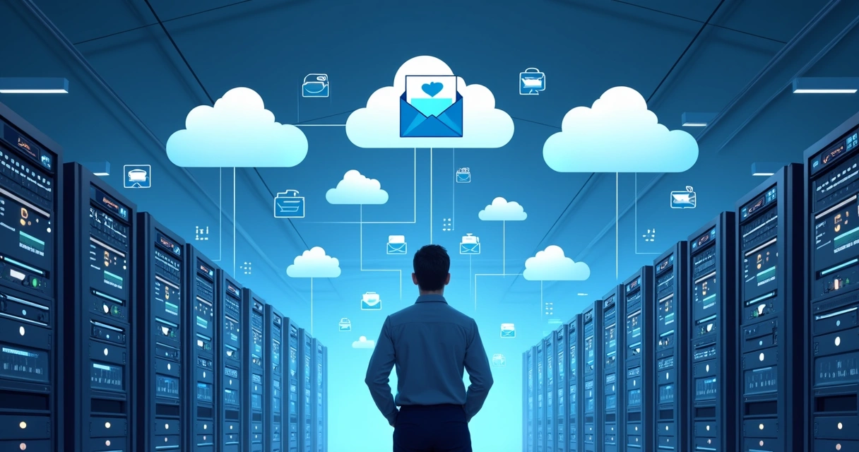 Representação realista de transferência de e-mails de servidores locais para nuvem 