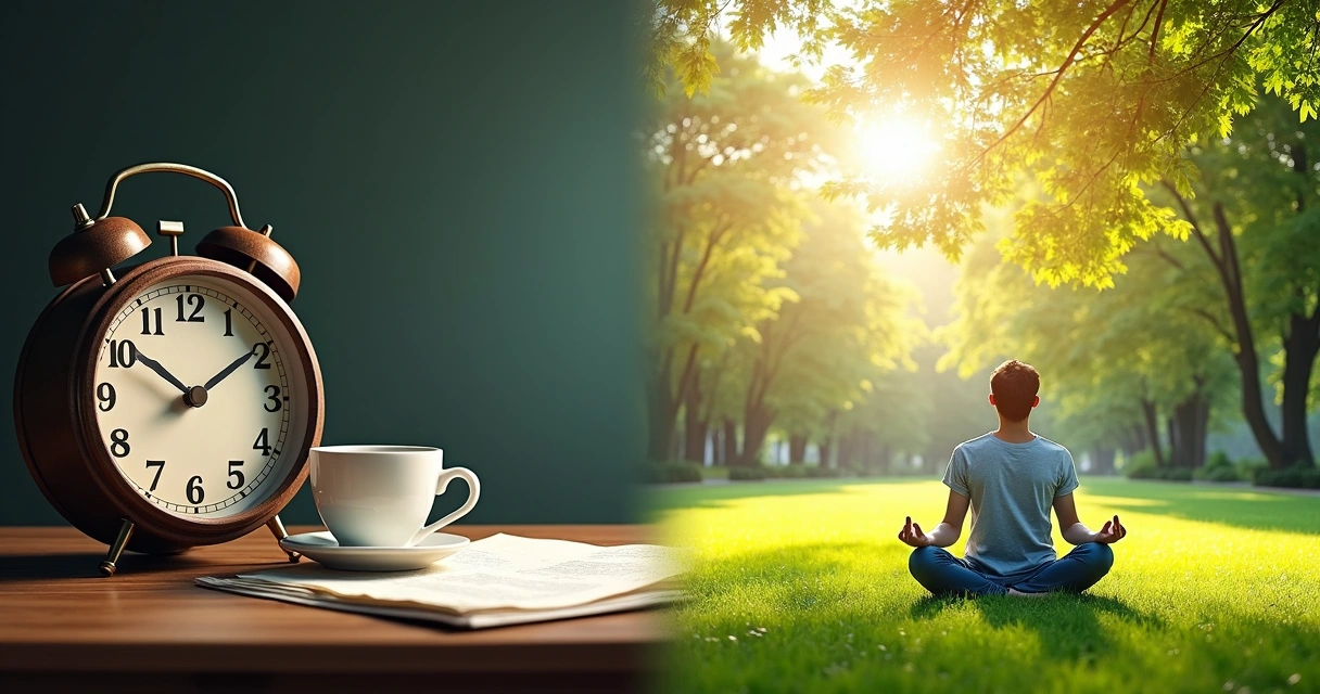 Mudança gradual da rotina com elementos de natureza e relógio 