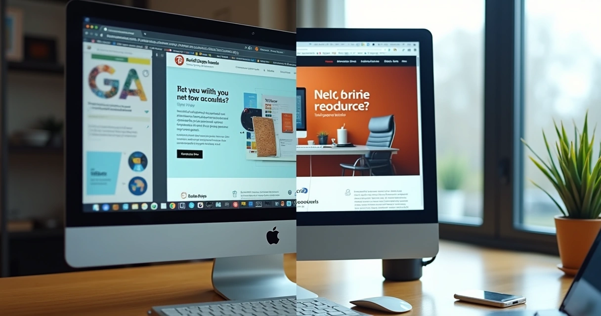 Antes e depois de site institucional após transformação digital 